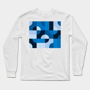 Blue Geometric Long Sleeve T-Shirt